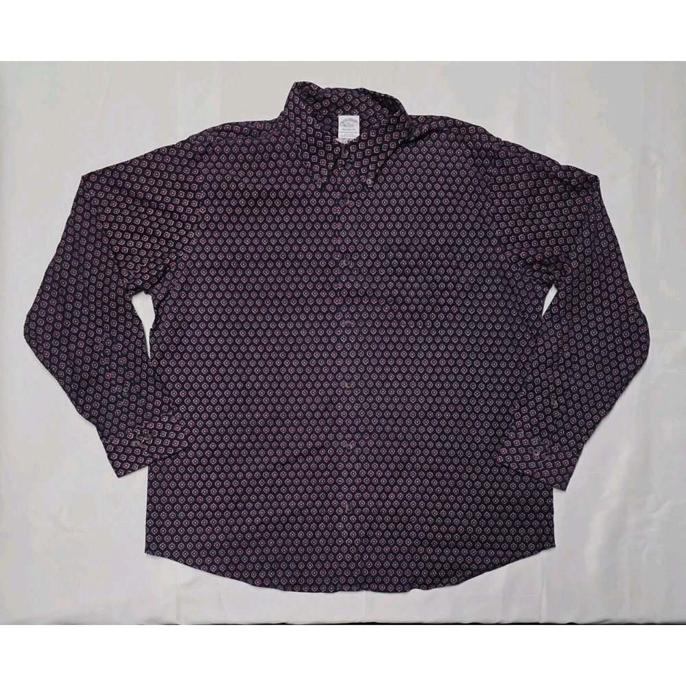 Brooks Brothers Corduroy Shirt Mens XL Geometric Pattern Long Sleeve Button Down